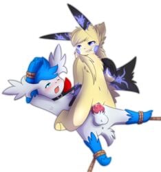 1boy 1girls 3_toes alpha_channel alternate_color animal_genitalia animal_penis anthro anus arms_tied black_collar blue_eyes blue_fur blue_pussy bluestorm bound canine_penis collar cosplay_pikachu domination duo female female_on_top femdom fur furry grin half-closed_eyes interspecies knot legendary_pokemon looking_back male navel nintendo on_top one_eye_closed open_mouth original_character penetration penis pikachu pokémon_(species) pokemon pokemon_(species) pokemon_dppt pokemon_rgby pussy rachel_(pikachu) reverse_cowgirl_position rodent rope rope_bondage sex shaymin shaymin_(sky_form) simple_background siqko smile spread_legs spreading straight teeth testicles toes tongue transparent_background vaginal_penetration video_games white_fur yellow_fur