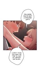 1boy1girl big_breasts blonde_hair dialogue flashing_breasts half-dressed male sdbigpie secret_comics sucking_nipples tagme video voice_acted