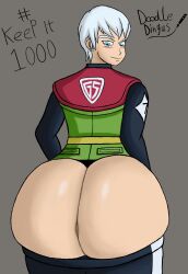 #keepit1000 big_ass big_booty big_butt blue_eyes doodle_dingus doodledingus_(artist) dragon_ball fat_ass first_porn_of_character john_dragon_ball johnsen_(dragon_ball) male male_only project_age-1000_(dragon_ball) project_age_1000 pulled_down_pants white_eyebrows white_hair