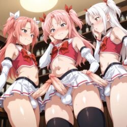 3males ai_generated anime anime_style arikawa_hime big_ass big_dick big_penis cafe crossdressing femboy flat_chest flat_chested gay group himegoto long_hair male male_only midriff otoko_no_ko otokonoko partially_clothed penis pink_hair pose posing pretty pretty_boy pretty_face sissy threesome tomgirl trap twink twintails uncensored veiny_penis white_hair yaoi