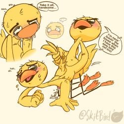 allen_the_magic_goose_(kevin_spencer) bird blowjob blush compliment complimenting_partner cum cum_in_mouth cum_inside_mouth cumming cumming_while_penetrated doggy_style furry goose kevin_spencer_(series) penetration pulling_tail selfcest skitbird speech_bubble sweat sweating tail tail_pull tails veiny_penis