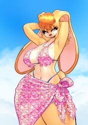 1girls 2025 absurd_res anthro artist_name artist_signature beach bedroom_eyes belly_button big_breasts bikini bikini_bottom bikini_top blue_sky blue_sky_background breasts bunny bunny_ears bunny_girl bunny_humanoid cloud clouds cloudscape curvaceous curvaceous_female curvaceous_figure curvy curvy_female curvy_figure digital_art digital_drawing_(artwork) digital_media digital_media_(artwork) eyelashes female floral_print furry glistening glistening_body glistening_breasts glistening_fur glistening_hair glistening_skin hair hands_behind_head hi_res jamoart lagomorph lagomorph_humanoid leproid looking_at_viewer mammal milf navel necklace neckwear orange_eyes orange_hair pearl_necklace pinup rabbit rabbit_ears rabbit_girl rabbit_humanoid raised_arms seductive seductive_look seductive_smile sega smile smiling smiling_at_viewer solo sonic_(series) sonic_the_hedgehog_(series) swimsuit swimwear tail thick_thighs vanilla_the_rabbit voluptuous voluptuous_female wide_hips