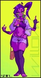 1girls 2025 5_eyes 6_arms accessory arachnid arachnid_humanoid bag barefoot black_sclera fingerless_gloves glasses looking_at_viewer middle_finger multi_arm multi_eye original_character pink_eyes pixel_art ponytail purple_body shin_275 shinunderscore_ shiny_skin solo solo_female spider spider_girl spider_humanoid tagme tagme_(artist) thick_thighs thighhighs thighs thong willow_(yinstro)