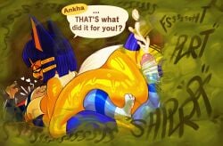 1boy1girl 2d animal_crossing ankha ankha_(animal_crossing) anthro anthro_on_anthro ass balls ballsack big_ass big_balls big_butt big_cock brap breasts cock cum cumming cumming_from_fart english_text fart fart_cloud fart_fetish farting farting_on_dick fat_ass fat_thighs feline female female/male female_farting female_furry female_on_top furry furry_female furry_male furry_only gassy gassy_female heart holding_breast hotdogging huge_ass iamapoliceman male male_furry moe_(animal_crossing) naked nude onomatopoeia passing_gas penis precum ripping_ass sex sweat sweaty sweaty_ass sweaty_female tail talking talking_to_another text thick_thighs thighs wide_hips