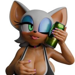 1girls 3d 3d_model anthro bat bat_girl blender blue_eyeshadow breast_grab can choker consultthecoin eyelashes eyeshadow fur furry grabbing grabbing_object grabbing_own_breast green_eyes looking_at_another mobian mobian_(species) mobian_bat nottanj on_face painted_nails pink_nails render rouge_the_bat rouge_the_bat_(nottanj) rouge_the_rider sega soda_can solo solo_female sonic_(series) sonic_adventure_2 sonic_the_hedgehog_(series) suggestive suggestive_look suggestive_pose transparent_background wet_skin white_fur