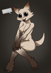 5_toes anthro breasts car_(garn47) daigaijin dialogue edit empty_eyes english_text featureless_breasts feet felid feline female garn47 humanoid_feet rule_63 sketch speech_bubble tagme tail text third-party_edit toes