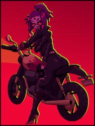1girls 2025 5_eyes 6_arms accessory arachnid arachnid_humanoid ass black_sclera clothed clothed_female clothing fingerless_gloves glasses heels high_heels jacket leather_clothing leather_jacket leather_pants looking_at_viewer looking_back looking_over_shoulder motorcycle multi_arm multi_eye original_character pink_eyes pixel_art ponytail pose purple_body shin_275 shinunderscore_ simple_background solo solo_female spider spider_girl spider_humanoid tagme tagme_(artist) tongue_out vehicle willow_(yinstro) winking winking_at_viewer