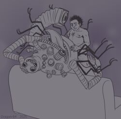 arachnid camera human indie_game look_outside lyle_(look_outside) monster non-human obscured_penetration sam_(look_outside) trans_man unusual_anatomy