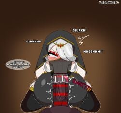 1boy 1girls :>= big_ass big_breasts big_butt big_penis blowjob cogita_(pokemon) cogito_(pokemon) cum cum_in_mouth cum_inside dark-skinned_male dark_skin english_text face_veil fellatio game_freak gloves gold_(metal) gold_jewelry hag harem_outfit hi_res huge_breasts lipstick lipstick_mark lipstick_on_penis lipstick_ring male midnightundying_(artist) older_female penis plump pokemon pokemon_legends:_arceus squatting teru_(pokemon) text thicc thick_thighs thighhighs vacuum_blowjob vacuum_fellatio vacuum_suck vibrator vibrator_in_pussy vibrator_under_clothes wedding_ring