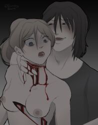 bleeding blood cut_neck gore guro knife knife_play murder neck_cutting sliced