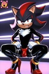 ai_generated angry anthro artist_logo balls balls_in_panties ballsack boy chest_fur cum cum_on_legs flaccid flaccid_penis furry gloves hands_on_hips hedgehog heels high_heels high_resolution highres hunnyhive(artist) legs_open penis penis_visible_through_clothing red_eyes red_thong sega shadow shadow_the_hedgehog solo solo_anthro solo_male sonic_(series) sonic_the_hedgehog_(series) sonic_x squatting squatting_pose stripper_clothes sweaty testicles thighs thong tight_clothing video_game_character video_games white_gloves