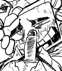 dick_on_face fly_open gunshow_(smg4_ship) hand_on_head male_only mr._puzzles mr._wpnz smg4 tv_head