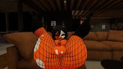 1futa 3d boobs_out closed_eyes futa_only gflemon47_vr hellaverse imp orange_body orange_pupils orange_tail posing presenting presenting_balls presenting_breasts presenting_penis showing_off tagme tongue_out vrchat vrchat_avatar yellow_eyes