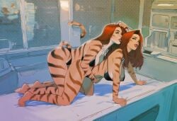 2girls ai_generated ass avengers big_ass big_breasts big_thighs breasts chest clone clonecest curvaceous curvy curvy_figure defenders digital_media_(artwork) feline feline_humanoid female greer_nelson hips hourglass_figure huge_ass huge_breasts huge_thighs large_ass large_breasts large_thighs legs marvel marvel_comics mature mature_female new_warriors phophopho selfcest slim_waist thick thick_hips thick_legs thick_thighs thighs tiger_girl tiger_humanoid tigra voluptuous waist wide_hips yuri