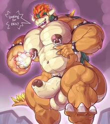 balls bara bowser cock_ring foreskin male_only mario_(series) muscular nintendo nipple_piercing nipples penis smash_ball super_smash_bros. sxf-pantera sxfpantera uncut