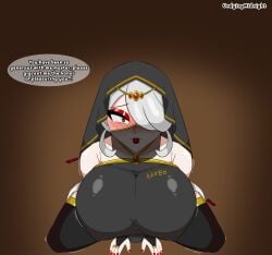 1girls big_ass big_breasts big_butt cogita_(pokemon) cogito_(pokemon) english_text face_veil game_freak gloves gold_(metal) gold_jewelry hag harem_outfit hi_res huge_breasts lipstick midnightundying_(artist) older_female plump pokemon pokemon_legends:_arceus squatting text thicc thick_thighs thighhighs vibrator vibrator_in_pussy vibrator_under_clothes wedding_ring