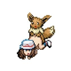 1boy 1girls all_fours alpha_channel animated ass ass_up back black_nose blue_eyes brown_fur brown_hair canine doggy_style eevee eeveelution fangs female feral from_behind from_behind_position furry hat human interspecies leaf_(pokemon) male male_pokemon/female_human nintendo nude orange_skin penetration pixel_art pokémon_(species) pokemon pokemon_frlg pokemon_rgby pokephilia presenting presenting_hindquarters sex shoes size_difference smile socks standing straight tail transparent_background ulithium_dragon