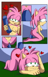 ahe_gao all_fours amy_rose anal anal_insertion anal_masturbation anthro areolae ass ass_up bent_over black_nose blue_dildo blush breasts clitoris comic dildo dildo_sitting doggy_style ejaculation female female_ejaculation female_only grabbing green_eyes heart hedgehog hedgehoglove insertion looking_pleasured mammal masturbation medium_breasts navel nipples nude open_mouth penetration pink_fur pink_hair pussy pussy_ejaculation pussy_juice sega sex_toy solo sonic_(series) tail tongue tongue_out