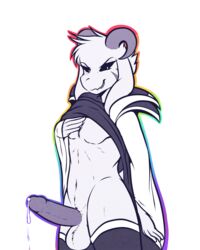 2018 asriel_dreemurr balls boss_monster caprine crackers erection male male_only mammal penis precum solo undertale video_games