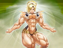 1girls abs angela_ziegler bikini blizzard_entertainment blonde_hair blue_eyes breasts bulging_biceps bulging_breasts bulging_thighs extreme_muscles female huge_muscles large_breasts looking_at_viewer mercy muscles muscular muscular_female overwatch pose sling_bikini solo thick_thighs tireimisu veins veiny_muscles