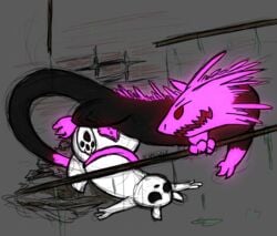 feral forced lizard lizard_(rain_world) penis pink_lizard_(rain_world) rain_world repost reposted reptile scalie scapewolf sketch slugcat survivor_(rain_world) teeth