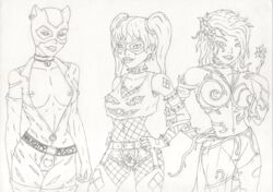 anonymous_artist batman_(series) catwoman crotchless_clothes dc_comics gotham_city_sirens harley_quinn poison_ivy straight_hair