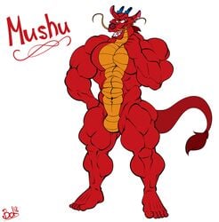 abs anthro bobthetanuki chinese_dragon disney dragon extrasizedbob male male_only mulan muscles muscular mushu nude pecs reptile scalie white_background