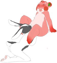 2013 3_toes 5_fingers animal_crossing anthro anthro_on_anthro anthrofied anus apple_(animal_crossing) arched_back arm_support ass big_thighs biped black_fur blush buckteeth centuries closed_eyes countershade_face countershade_torso countershading cunnilingus dotty_(animal_crossing) drooling duo dutch_rabbit eyelashes female flat_chested full-length_portrait fur hamster hindpaw interspecies kneeling lagomorph looking_pleasured mammal multicolored_fur nintendo nude open_mouth oral overweight overweight_female pawpads paws pink_anus pink_countershading pink_fur pink_pawpads pink_tongue portrait rabbit red_fur rodent saliva saliva_string sex side_view simple_background sitting teeth toes tongue two_tone_fur vaginal_penetration video_games white_background white_fur wide_hips yuri