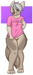 2018 alpha_channel anthro bottomless brown_eyes brown_fur canine clitoral_hood clitoris clothed clothing female fur hair mammal os pussy shirt solo white_hair wolf