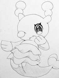 1girls 2017 brionne eyelashes female female_only feral furry greyscale monochrome nintendo nude pinniped pokémon_(species) pokemon pokemon_sm pussy simple_background sketch solo tail tatwuyan video_games white_background