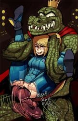 1boy 1girls ahe_gao anthro beauty_mark bodysuit boxman broken_rape_victim clothing crown donkey_kong_(series) female female_on_anthro forced full_nelson huge_cock human human_on_anthro interspecies k_rool larger_male lizardman male male_penetrating mammal metroid mind_break mole mole_under_mouth nintendo penetration rape reptile ripped_clothes ripped_clothing samus_aran scalie sex size_difference smaller_female sound_effects super_smash_bros. text thick_thighs tight_clothing torn_clothes torn_clothing vaginal_penetration video_games wide_hips zero_suit zero_suit_samus