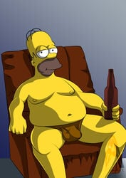 bara bear holding_bottle homer_simpson male male_only on_chair penart sitting solo the_simpsons underwear