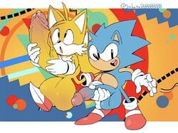 2boys anthro balls big_balls big_penis canine classic_sonic classic_sonic_(universe) classic_tails cute fox hedgehog holding_penis huge_cock hyper hyper_penis male male_only mammal masturbation penile_masturbation penis sakana8888888 sonic_(series) sonic_mania sonic_the_hedgehog tails