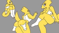 alphys animated anus ass blush breasts butt_jiggle butt_squish chelodoy cleavage clothed clothing disembodied_hand duo eyewear female glasses hand_on_butt legwear lizard multiple_poses non-mammal_breasts pose pussy reptile scalie solo_focus undertale video_games