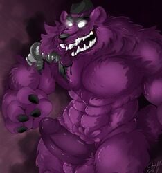 4_fingers abs bear big_penis erection five_nights_at_freddy's five_nights_at_freddy's_2 furry gay glowing_eyes machine male_only mammal muscles muscular muscular_male purple_fur robot robotic_reveal shadow_freddy shadow_freddy_(fnaf) six_pack solo tongue tongue_out video_games