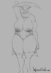 breasts capra_demon clothed clothing dark_souls demon drawn female fromsoftware horn humanoid solo tagme topless video_games wide_hips ximema