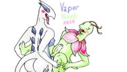 1boy 1girls 2018 3_toes 5_fingers anal antennae anthro ass avian barefoot belly big_ass blush breasts crossover dickgirl/male dinosaur feet femboy flora_fauna foreskin futa_on_male futanari girly intersex intersex/male interspecies legendary_pokémon lugia male meganium nintendo penis plant pokemon pokemon_(species) pokemorph sauropod scalie text thick_thighs toes tongue tongue_out vaporweeb_(artist) video_games watermark