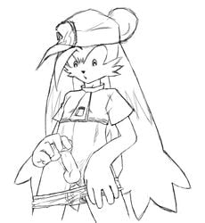 1boy 2010 anthro balls furry klonoa klonoa_(series) kyoshinhei male male_only monochrome penis solo traditional_media_(artwork)