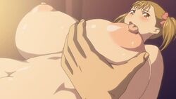 10s 1boy animated belly blush bounce bouncing_breasts breast_grab breasts brown_hair grabbing haha_musume_donburi_oppai_tokumori_bonyuu_shiru_dakude huge_breasts incest kaneko_hiraku long_hair male nipples open_mouth plump rumi_(haha_musume_donburi) toranoana twintails