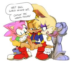 2017 amy_rose anthro antoine_d'coolette balls bunnie_rabbot canine classic_amy_rose clothing coyote english_text erection female footwear group handwear hedgehog lagomorph male mammal penis rabbit skinbark sonic_(series) sonic_the_hedgehog_(archie) sonic_the_hedgehog_(comics) sonic_the_hedgehog_(series) text