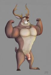 balls cervine disney flexing hehky humanoid_penis male male_only mammal muscular muscular_male nude penis smile zootopia