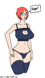 cat_keyhole_bra cat_keyhole_lingerie embarrassed keyhole large_breasts nipple_bulge pinup red_hair riot-s-retro runescape zilyana