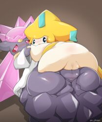 2018 2girls anus ass blush diancie duo female female_only hi_res interspecies jirachi legendary_pokemon looking_at_viewer nintendo no_humans open_mouth pokémon_(species) pokemon pokemon_(species) pokemon_oras pokemon_rse pussy pussy_juice sex signature sweat take_your_pick text tribadism type video_games watermark wide_hips yuri