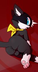 2018 anthro anus ass backsack balls bandana big_head carpetwurm feline hi_res looking_back male male_only mammal megami_tensei morgana_(persona) nude open_mouth paws perineum persona persona_5 presenting presenting_hindquarters puffy_anus signature simple_background solo