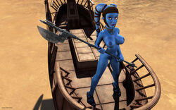 1girls 3d aayla_secura alien alien_girl armband artist_name bald bantha-ii_cargo_skiff bare_shoulders big_breasts blue_skin bracer breasts busty choker cleavage clone_wars curvy day detailed_background erect_nipple erect_nipples eyelashes female female_only front_view headgear high_heels holding_object hourglass_figure humanoid jedi jedi_master kondaspeter looking_at_viewer looking_up mammal naked naked_footwear naked_heels nude outdoor outside pose posing purple_lips sandals shadow shaved_pussy shiny shiny_skin shoes solo spread_legs spreading standing star_wars tatooine twi'lek vibro_axe voluptuous weapon wide_hips yellow_eyes