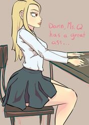 1futa ass blonde_hair breasts curvy erect_nipples full-package_futanari futa_only futanari intersex large_ass medium_breasts nipples school school_uniform skirt student tsfiles