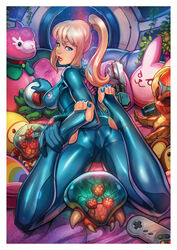 1girls all_fours armor armored_samus ass big_breasts bimbo blonde_hair blue_eyes blue_toenails bodysuit breasts controller electronics eyelashes feet female female_focus firearm game_controller gun handgun helmet helmet_with_visor highres human lipstick looking_at_viewer looking_back metroid metroid_(creature) nail_polish nintendo on_stomach pale_skin plushie ponytail red_lipstick reiq samus_aran shiny shiny_suit skin_tight smile snes snes_controller solo_focus super_nintendo_entertainment_system teeth toeless_legwear toenail_polish toes varia_suit varia_suit_helmet video_game_controller weapon zero_suit zero_suit_samus