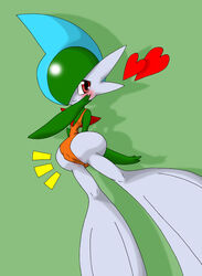 1boy ass big_ass camel_toe clothing gallade girly green_background heart humanoid looking_back male male_only nintendo one-piece_swimsuit pasaran pokémon_(species) pokemon pokemon_(species) pokemon_dppt simple_background solo swimsuit video_games wide_hips