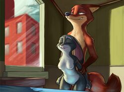 2018 ambiguous_penetration anthro arm_grab bed bedroom breasts brown_fur buckteeth canine closed_eyes disney ears_down female fox from_behind_position fur green_eyes grey_fur grin half-closed_eyes highres inside interspecies judy_hopps lagomorph larger_male male mammal multicolored_fur nick_wilde nipples nude orange_fur penetration predator/prey rabbit s1m sex size_difference small_breasts smaller_female smile straight tan_fur teeth two_tone_fur white_fur window zootopia