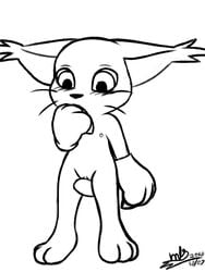 animated black_and_white claws clothing digimon female gatomon gloves milesnukem nipples pussy simple_background